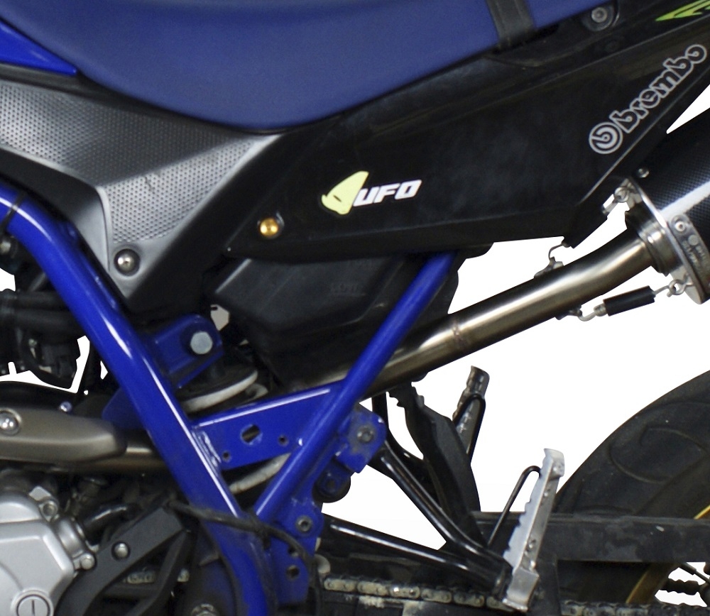 Pot echappement compatible avec Yamaha Wr 125 X 2009-2014, Furore Nero, Échappement légal, homologué,silencieux avec db killer amovible et tuyau de liaison spécifique 