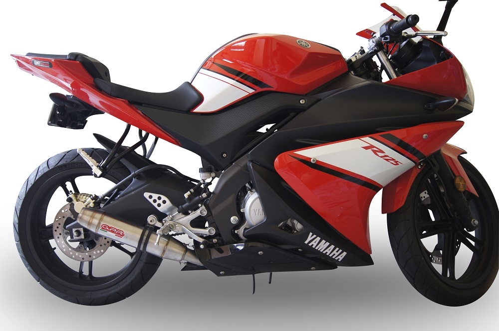Pot echappement compatible avec Yamaha Yzf-R 125 2008-2013, Deeptone Inox, Homologué et légal, système d'échappement complet, avec db killer amovible 