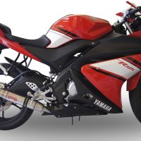 Pot echappement compatible avec Yamaha Yzf-R 125 2008-2013, Deeptone Inox, Homologué et légal, système d'échappement complet, avec db killer amovible 