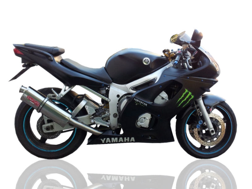 Pot echappement compatible avec Yamaha Yzf R6 1999-2002, Trioval, Échappement légal, homologué,silencieux avec db killer amovible et tuyau de liaison spécifique 