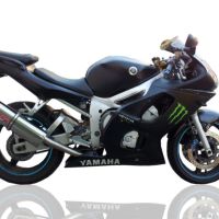 Pot echappement compatible avec Yamaha Yzf R6 1999-2002, Trioval, Échappement légal, homologué,silencieux avec db killer amovible et tuyau de liaison spécifique 