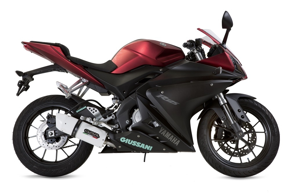 Pot echappement compatible avec Yamaha Yzf-R 125 2014-2016, Albus Ceramic, Homologué et légal, système d'échappement complet, avec db killer amovible 