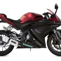 Pot echappement compatible avec Yamaha Yzf-R 125 2014-2016, Albus Ceramic, Homologué et légal, système d'échappement complet, avec db killer amovible 