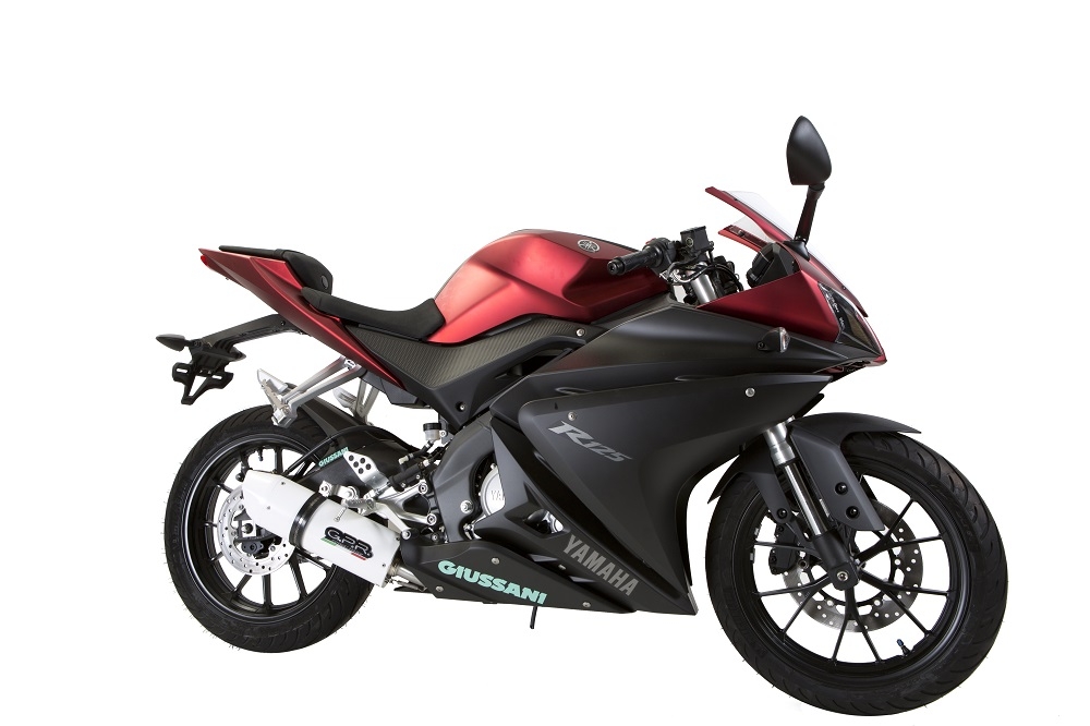 Pot echappement compatible avec Yamaha Yzf-R 125 2014-2016, Albus Ceramic, Homologué et légal, système d'échappement complet, avec db killer amovible 