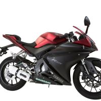 Pot echappement compatible avec Yamaha Yzf-R 125 2014-2016, Albus Ceramic, Homologué et légal, système d'échappement complet, avec db killer amovible 