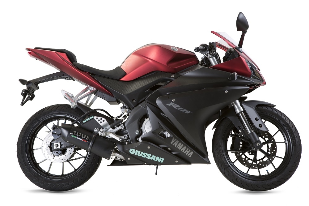Pot echappement compatible avec Yamaha Yzf-R 125 2017-2018, Furore Evo4 Nero, Pot échappement complet, non légal pour les pays de l'UE, avec db killer amovible 