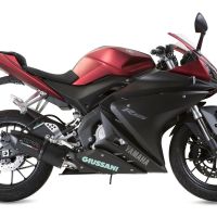 Pot echappement compatible avec Yamaha Yzf-R 125 2017-2018, Furore Evo4 Nero, Pot échappement complet, non légal pour les pays de l'UE, avec db killer amovible 