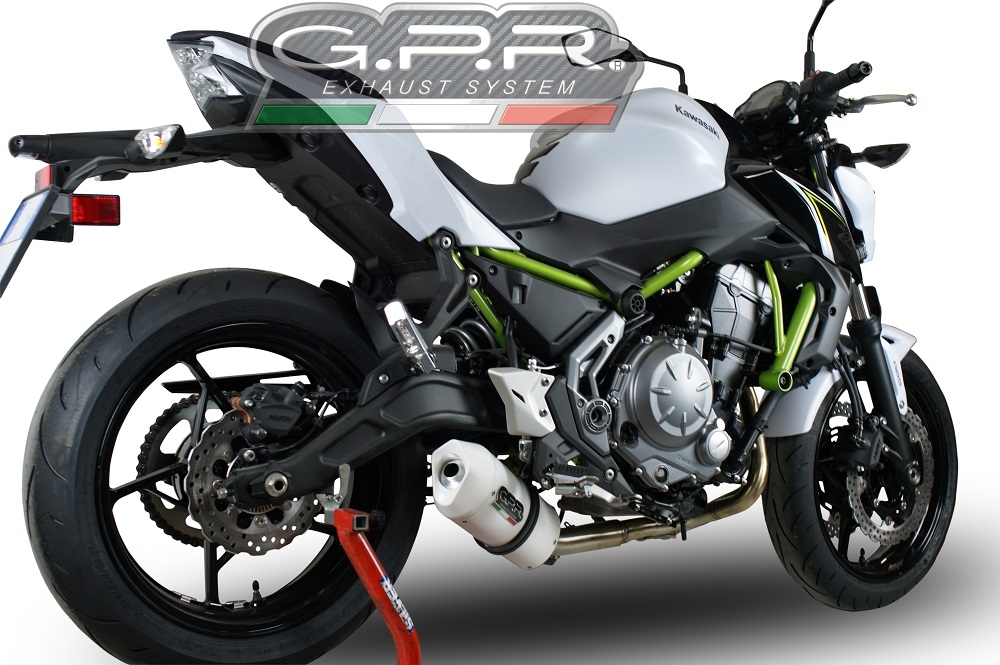 Pot echappement compatible avec Kawasaki Z 650 650 2023-2024, Albus Ceramic, Pot échappement complet, non légal pour les pays de l'UE, avec db killer amovible 