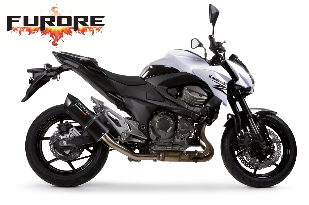 Pot echappement compatible avec Kawasaki Z 800 2009-2016, Furore Nero, Échappement légal, homologué,silencieux avec db killer amovible et tuyau de liaison spécifique 
