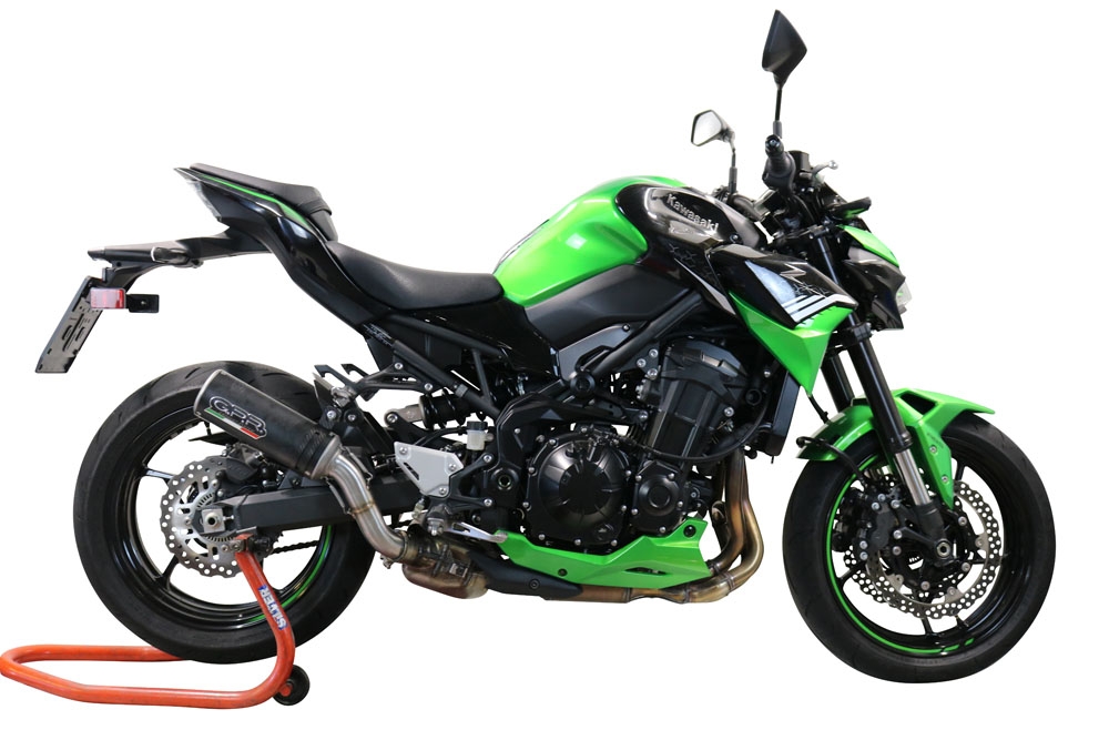 Pot echappement compatible avec Kawasaki Z 900 2020-2020, M3 Black Titanium, Échappement légal, homologué,silencieux avec db killer amovible et tuyau de liaison spécifique 