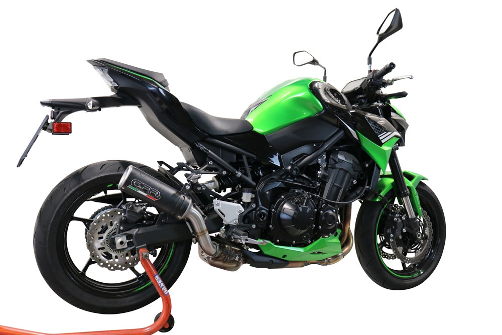 Pot echappement compatible avec Kawasaki Z 900 2020-2020, M3 Black Titanium, Échappement légal, homologué,silencieux avec db killer amovible et tuyau de liaison spécifique 