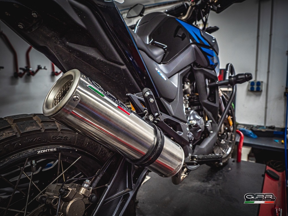 GPR exhaust compatible with  Zontes Gk 125 2022-2024, M3 Inox , Full system exhaust including removable db killer and catalyst, EPA-compliant 