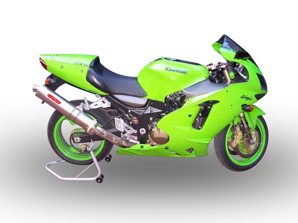 Pot echappement compatible avec Kawasaki ZX-12R 2000-2006, Inox Tondo, Silencieux d'échappement, homologué, montage avec bride spécifique (bolt-on), avec db killer amovible 