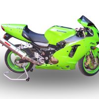 Pot echappement compatible avec Kawasaki ZX-12R 2000-2006, Inox Tondo, Silencieux d'échappement, homologué, montage avec bride spécifique (bolt-on), avec db killer amovible 