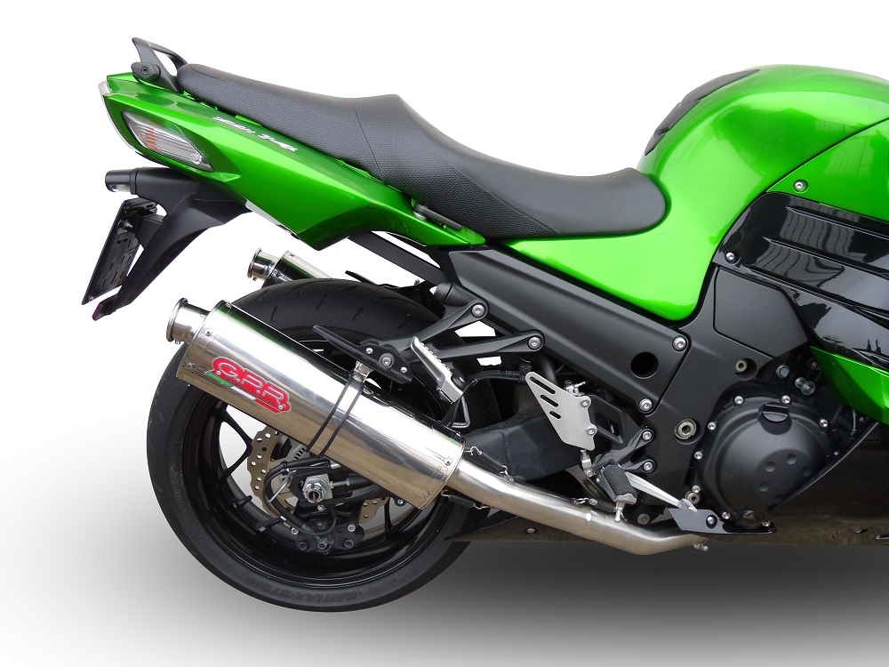 Pot echappement compatible avec Kawasaki Zzr 1400 2017-2022, Trioval, Paire de pot d'échappement homologuées, livrées avec db killer amovible et raccords spécifiques 