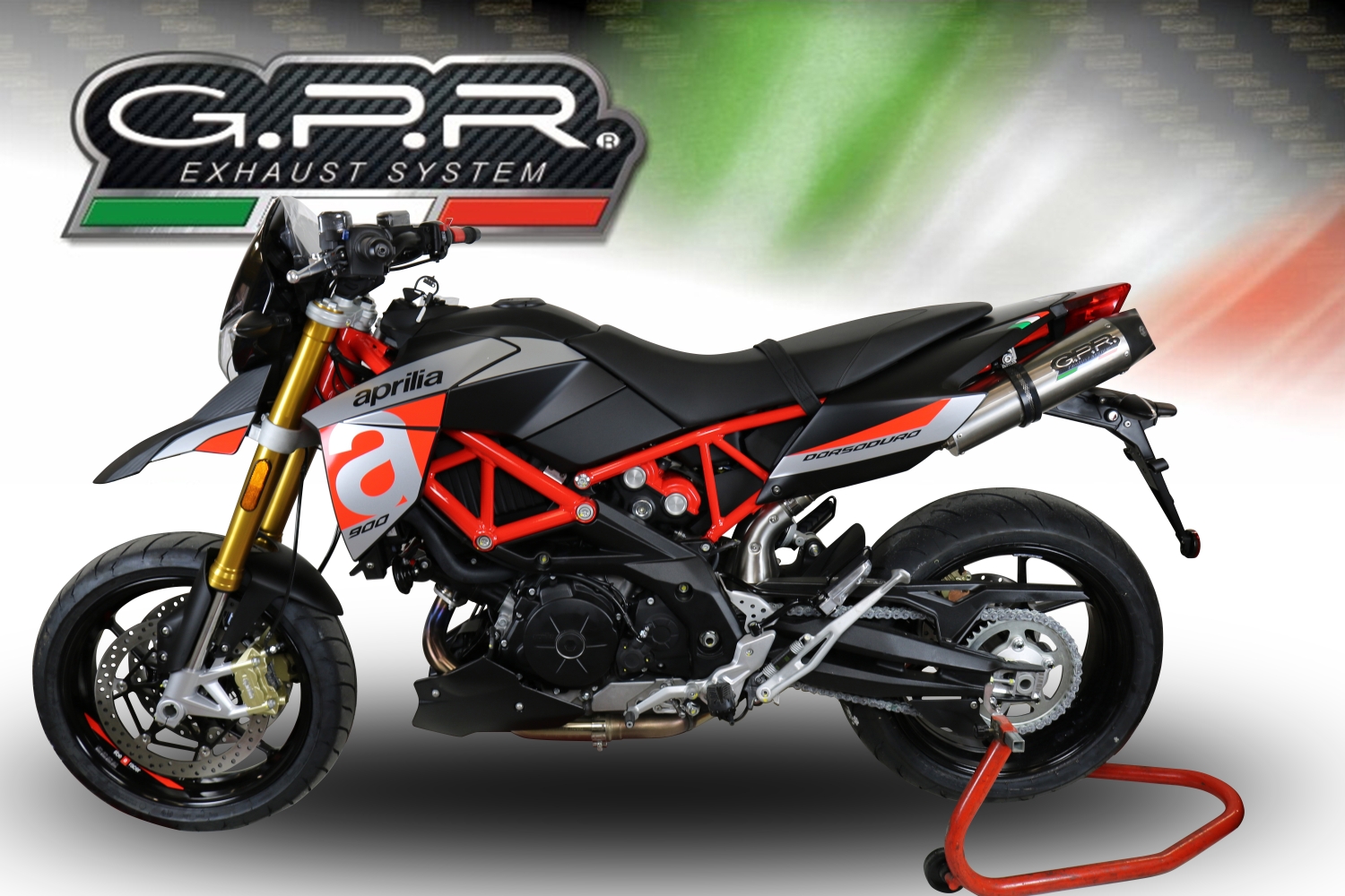 GPR pot echappement compatible avec  Aprilia Dorsoduro 900 2017-2020, New Grand Prix Evo Titanium, Double pot échappement racing, avec les tuyaux de liaison, article sans homologation 