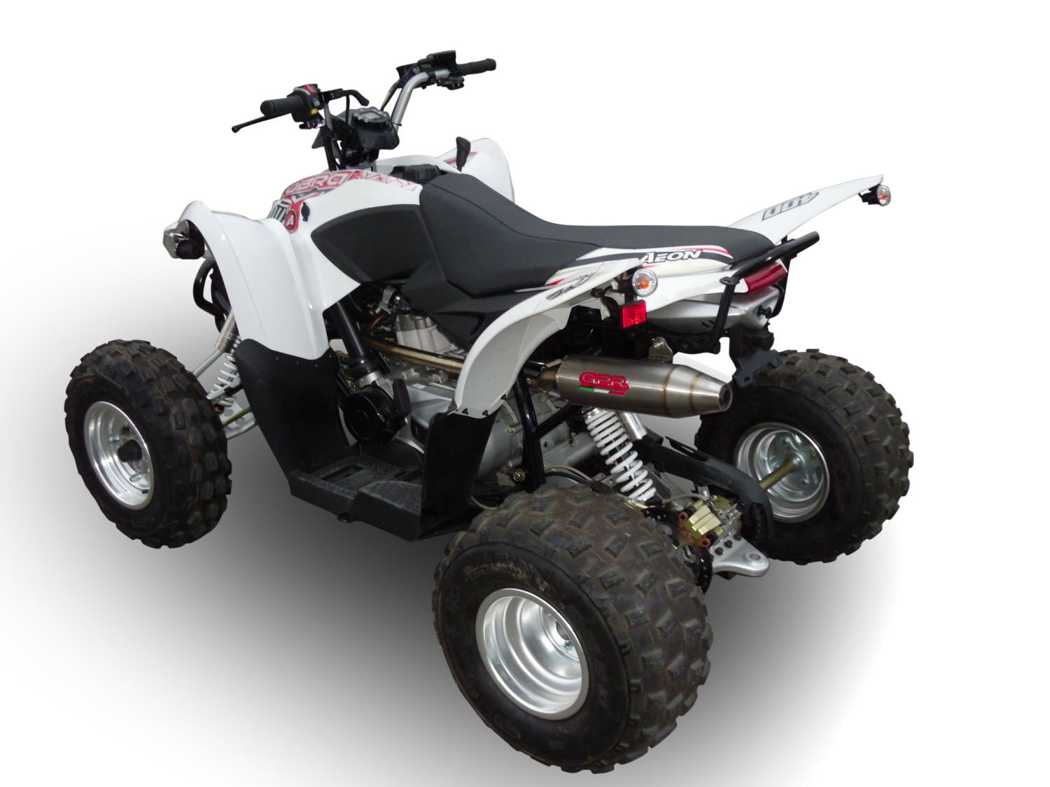 Pot echappement compatible avec Aeon Cobra 400 2010-2021, Deeptone Atv, Homologué et légal, système d'échappement complet, avec db killer amovible 