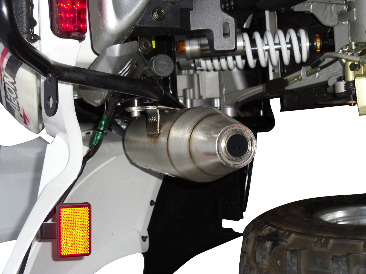 Pot echappement compatible avec Aeon Cobra 400 2010-2021, Deeptone Atv, Homologué et légal, système d'échappement complet, avec db killer amovible 