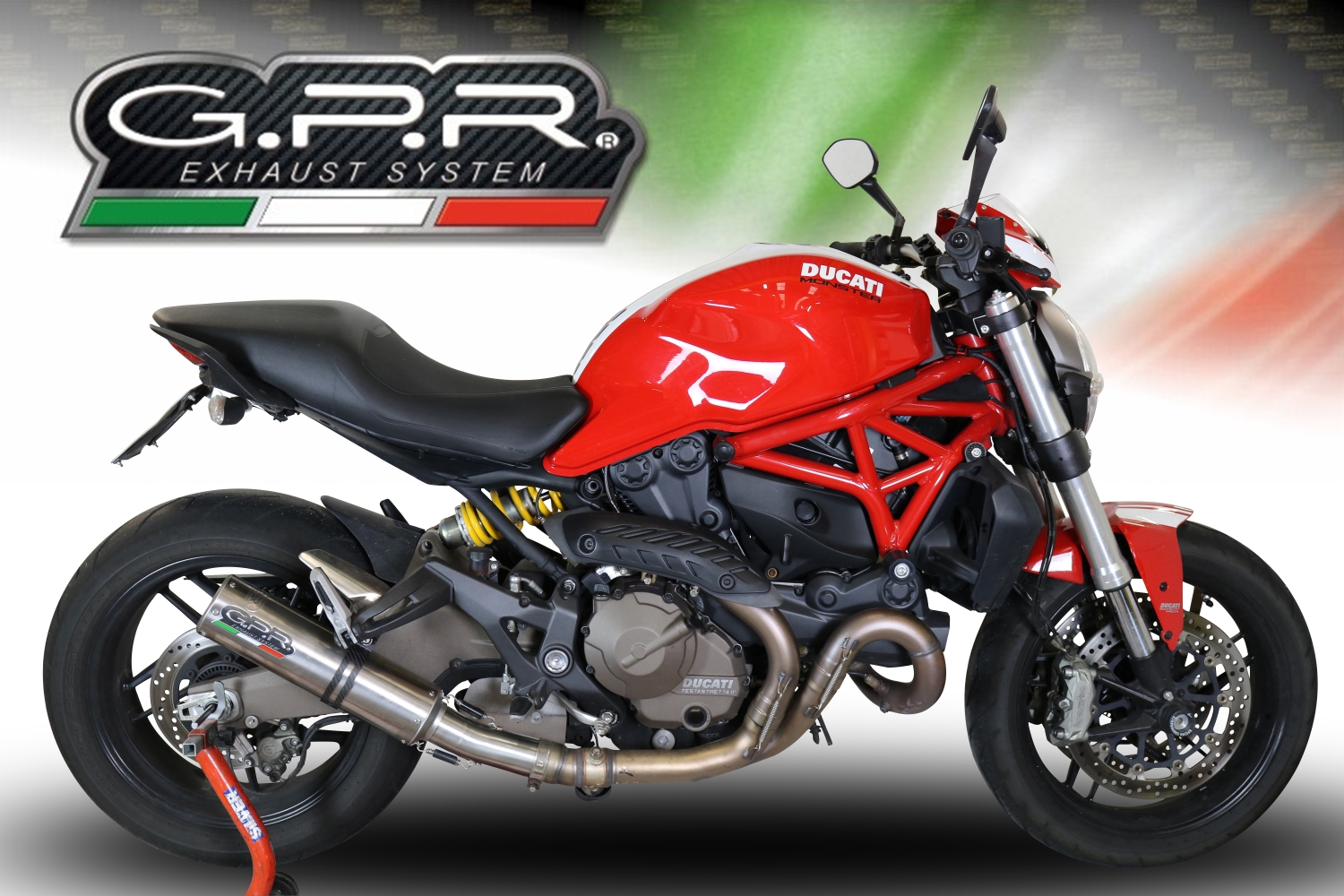 GPR exhaust compatible with  Ducati Monster 1200 1200S 1200R  2017-2021, M3 Titanium Natural, Slip-on exhaust including removable db killer, link pipe and catalyst,  EPA-compliant 