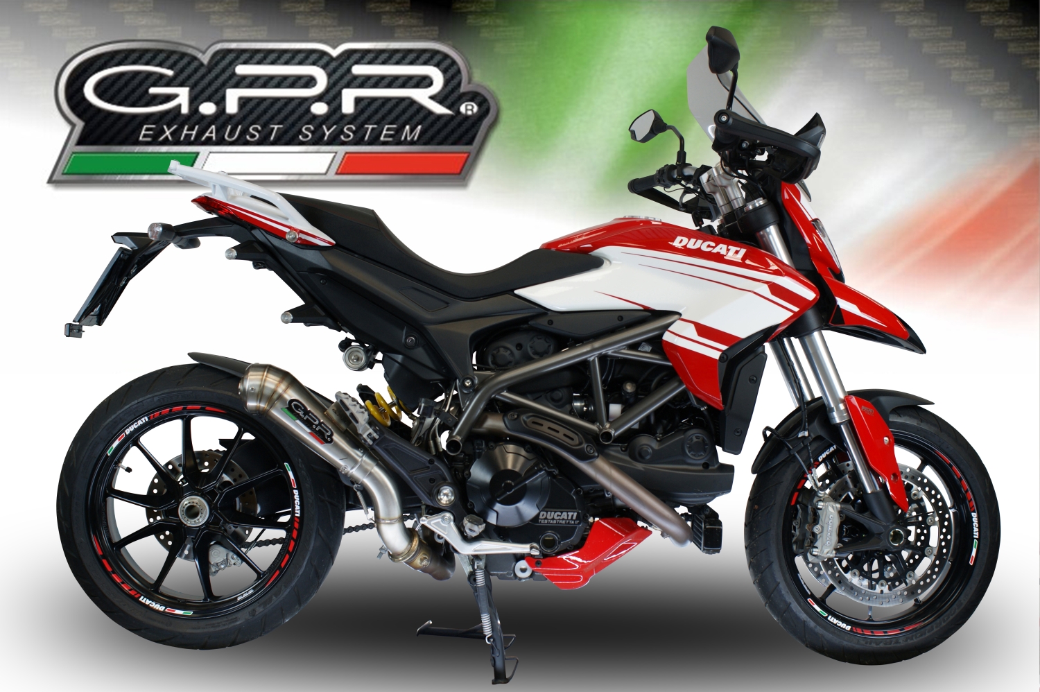 Pot echappement compatible avec Ducati Hyperstrada -Hypermotard 939 EURO 4 2016-2019, Powercone Evo, Homologué et légal, système d'échappement complet, compris db killer amovible 