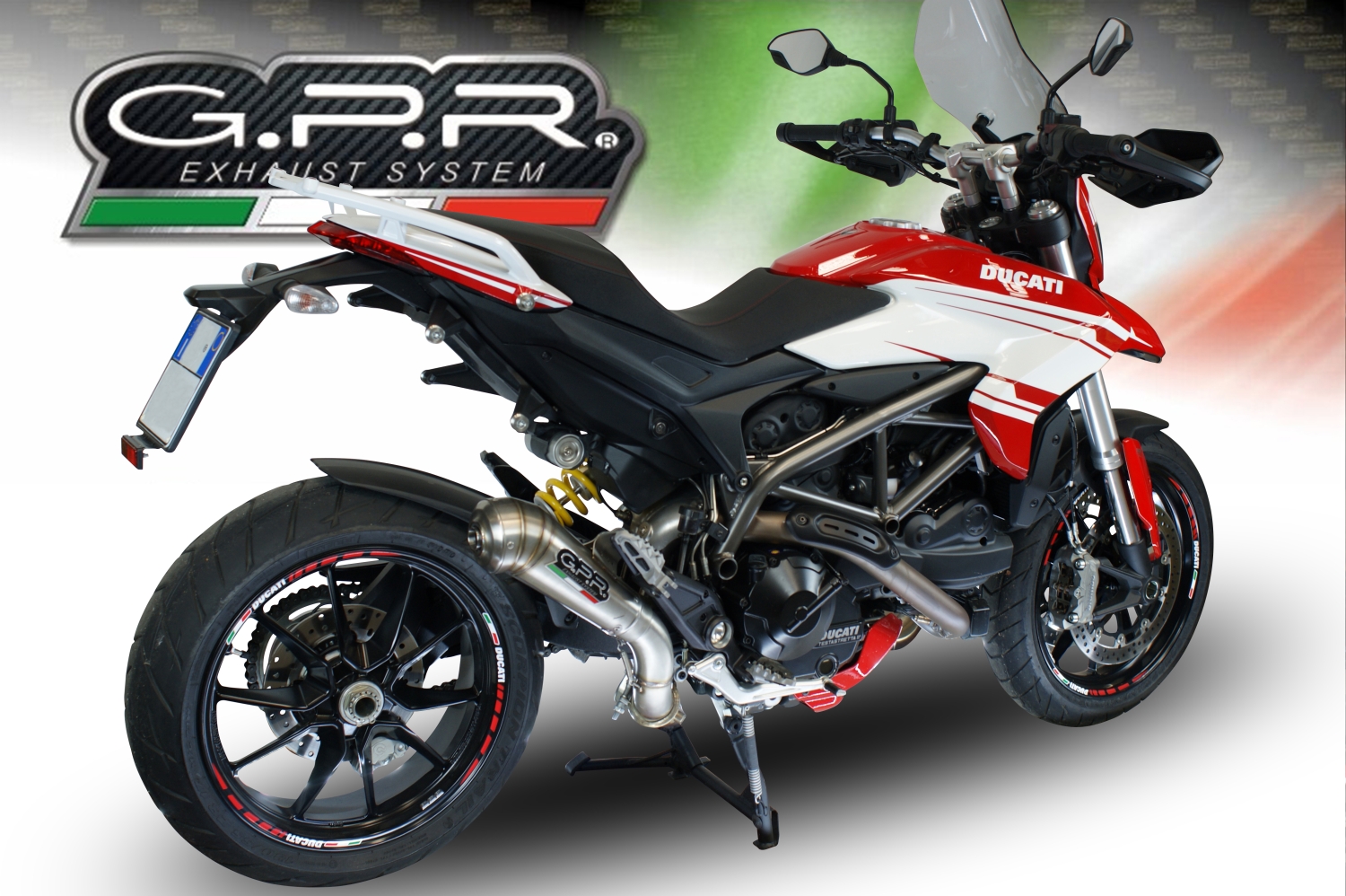 Pot echappement compatible avec Ducati Hyperstrada -Hypermotard 939 EURO 4 2016-2019, Powercone Evo, Homologué et légal, système d'échappement complet, compris db killer amovible 