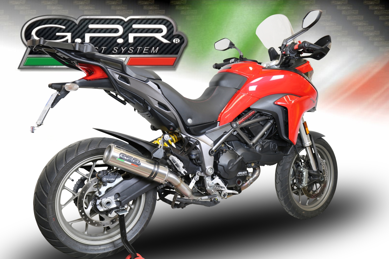 GPR exhaust compatible with  Ducati Multistrada 950 2017-2020, M3 Titanium Natural, Mid-Full system exhaust including removeble db killer and catalyst, EPA-compliant 