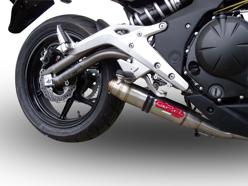 GPR pot echappement compatible avec  Kawasaki Er 6 N - F  2012-2016, Deeptone Inox, Homologué et légal, système d'échappement complet avec catalyseur et db killer amovible 