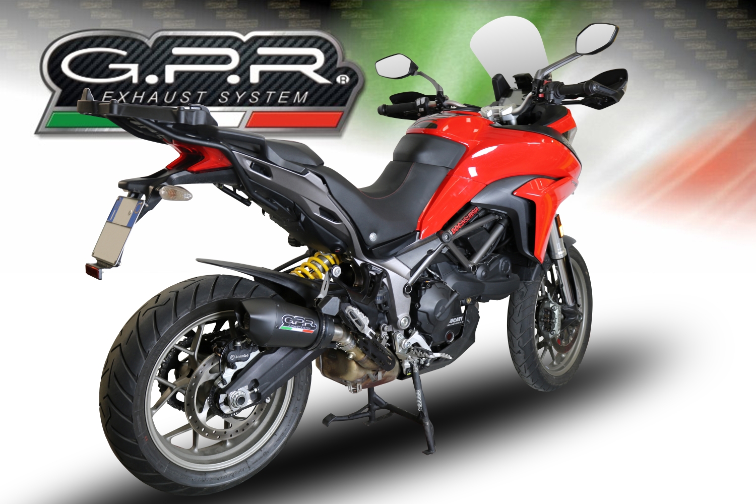 GPR pot echappement compatible avec  Ducati Multistrada 950 2017-2020, New Grand Prix Evo Black Titanium, Échappement légal, homologué,silencieux avec db killer amovible et tuyau de liaison spécifique 