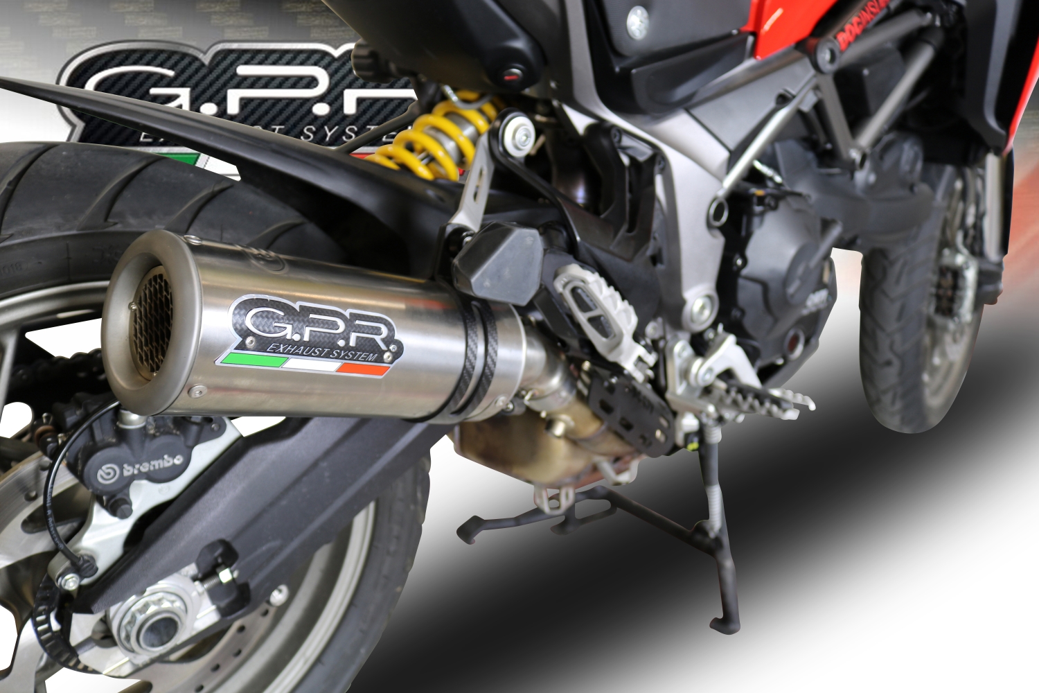 Pot echappement compatible avec Ducati Multistrada 950 2021-2024, M3 Titanium Natural, Échappement légal, homologué,silencieux avec db killer amovible et tuyau de liaison spécifique 