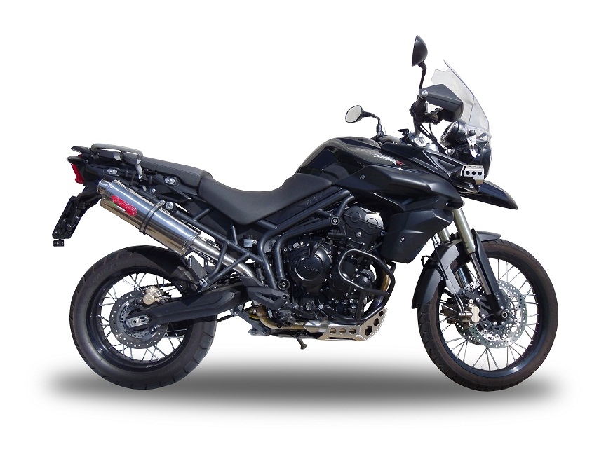 Pot echappement compatible avec Triumph Tiger 800 - Xr - Xc - Xrx - Xcx - Xrt - Xca 2011-2016, Trioval, Échappement légal, homologué,silencieux avec db killer amovible et tuyau de liaison spécifique 