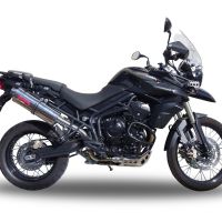 Pot echappement compatible avec Triumph Tiger 800 - Xr - Xc - Xrx - Xcx - Xrt - Xca 2011-2016, Trioval, Échappement légal, homologué,silencieux avec db killer amovible et tuyau de liaison spécifique 