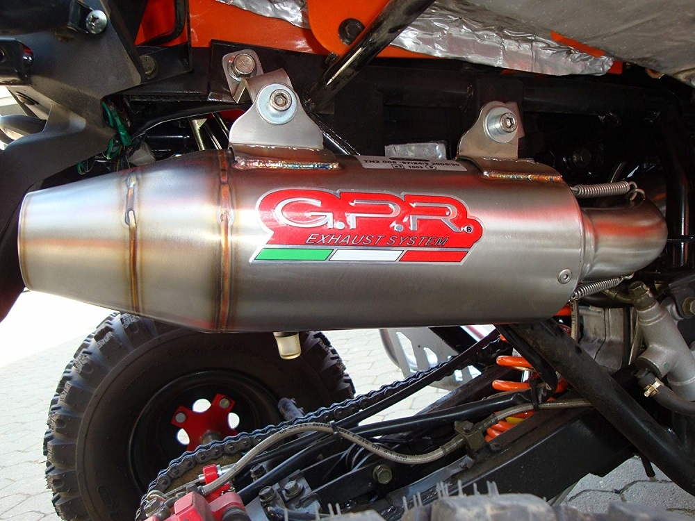 Pot echappement compatible avec Adly 500 Hurricane S 2005-2021, Deeptone Atv, Échappement légal, homologué,silencieux avec db killer amovible et tuyau de liaison spécifique 