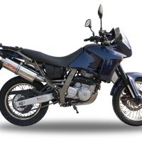Pot echappement compatible avec Aprilia Pegaso 3 650 -Pegaso i.e. 1997-2000, Trioval, Paire de pot d'échappement homologuées, livrées avec db killer amovible et raccords spécifiques 