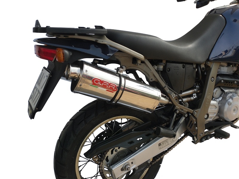 Pot echappement compatible avec Aprilia Pegaso 3 650 -Pegaso i.e. 1997-2000, Trioval, Paire de pot d'échappement homologuées, livrées avec db killer amovible et raccords spécifiques 