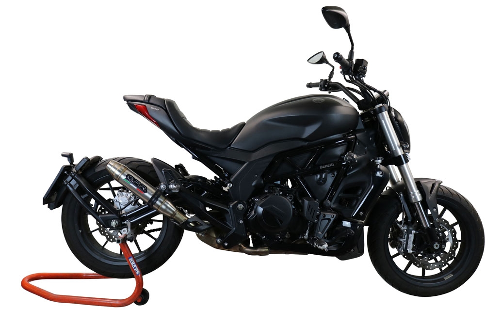 Pot echappement compatible avec Benelli 502 C 2021-2024, Deeptone Inox, Échappement légal, homologué,silencieux avec db killer amovible et tuyau de liaison spécifique 