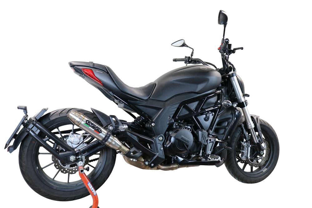 Pot echappement compatible avec Benelli 502 C 2021-2024, Deeptone Inox, Échappement légal, homologué,silencieux avec db killer amovible et tuyau de liaison spécifique 