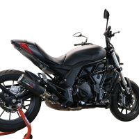Pot echappement compatible avec Benelli 502 C 2021-2024, M3 Black Titanium, Échappement légal, homologué,silencieux avec db killer amovible et tuyau de liaison spécifique 
