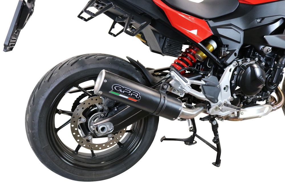 Pot echappement compatible avec Bmw F 900 XR-R 2020-2025, M3 Black Titanium, Échappement légal, homologué,silencieux avec db killer amovible et tuyau de liaison spécifique 