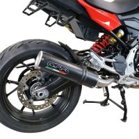 Pot echappement compatible avec Bmw F 900 XR-R 2020-2025, M3 Black Titanium, Échappement légal, homologué,silencieux avec db killer amovible et tuyau de liaison spécifique 