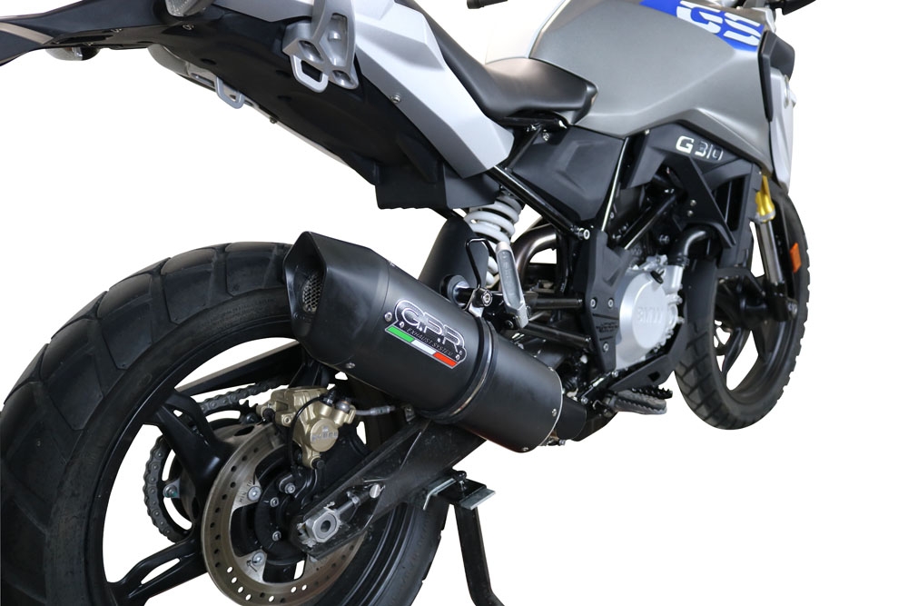 Pot echappement compatible avec Bmw G 310 Gs 2017-2021, Furore Evo4 Nero, Pot échappement complet, non légal pour les pays de l'UE, avec db killer amovible 