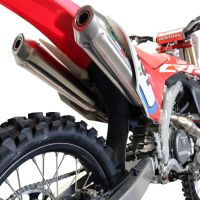 Pot echappement compatible avec Honda Crf 450 R-RX 2017-2020, Pentacross Inox, Pot echappement racing, ligne complet, double silencieux avec db killers amovibles 