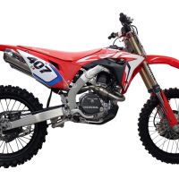 Pot echappement compatible avec Honda Crf 450 R-RX 2017-2020, Pentacross Inox, Pot echappement racing, ligne complet, double silencieux avec db killers amovibles 