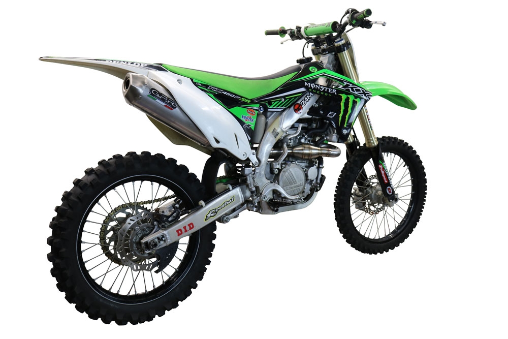 Pot echappement compatible avec Kawasaki Kx 450 F 2012-2015, Pentacross Inox, Pot d'échappement complet racing, compris de collecteur et db killer amovible, sans homologation 