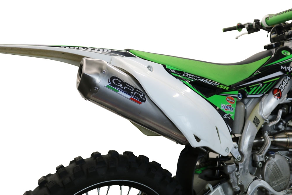 Pot echappement compatible avec Kawasaki Kx 450 F 2012-2015, Pentacross Inox, Pot d'échappement complet racing, compris de collecteur et db killer amovible, sans homologation 