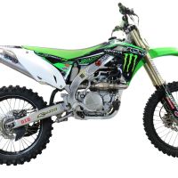 Pot echappement compatible avec Kawasaki Kx 450 F 2012-2015, Pentacross Titanium, Pot d'échappement complet racing, compris de collecteur et db killer amovible, sans homologation 