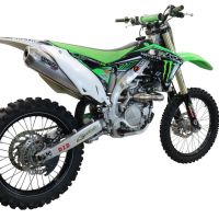 Pot echappement compatible avec Kawasaki Kx 450 F 2012-2015, Pentacross Titanium, Pot d'échappement complet racing, compris de collecteur et db killer amovible, sans homologation 