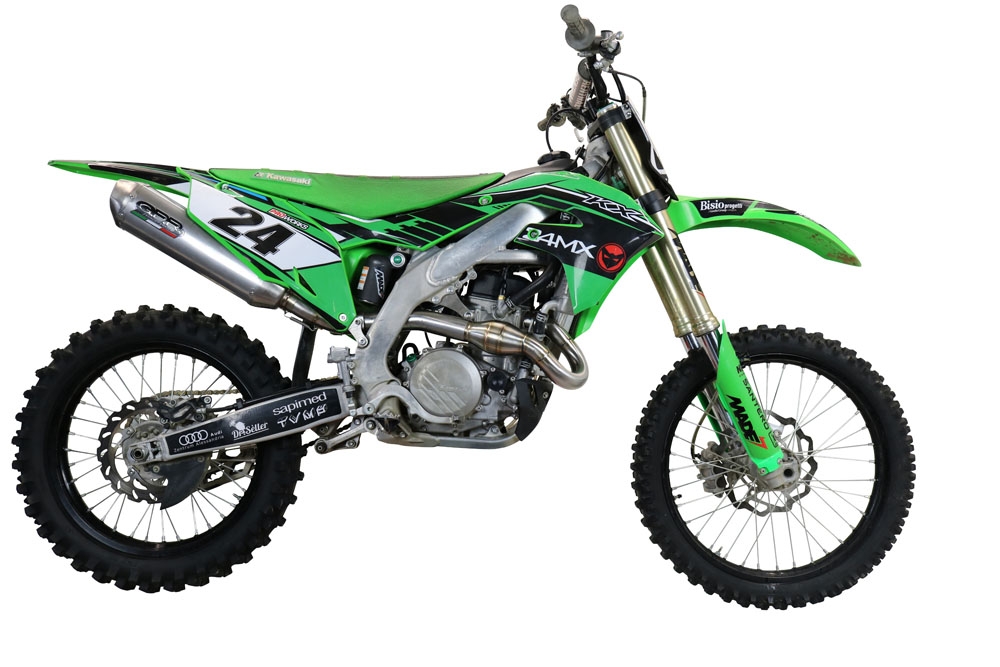 Pot echappement compatible avec Kawasaki Kx 450 F 2019-2020, Pentacross Inox, Pot d'échappement complet racing, compris de collecteur et db killer amovible, sans homologation 