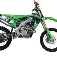 Pot echappement compatible avec Kawasaki Kx 450 F 2019-2020, Pentacross Inox, Pot d'échappement complet racing, compris de collecteur et db killer amovible, sans homologation 