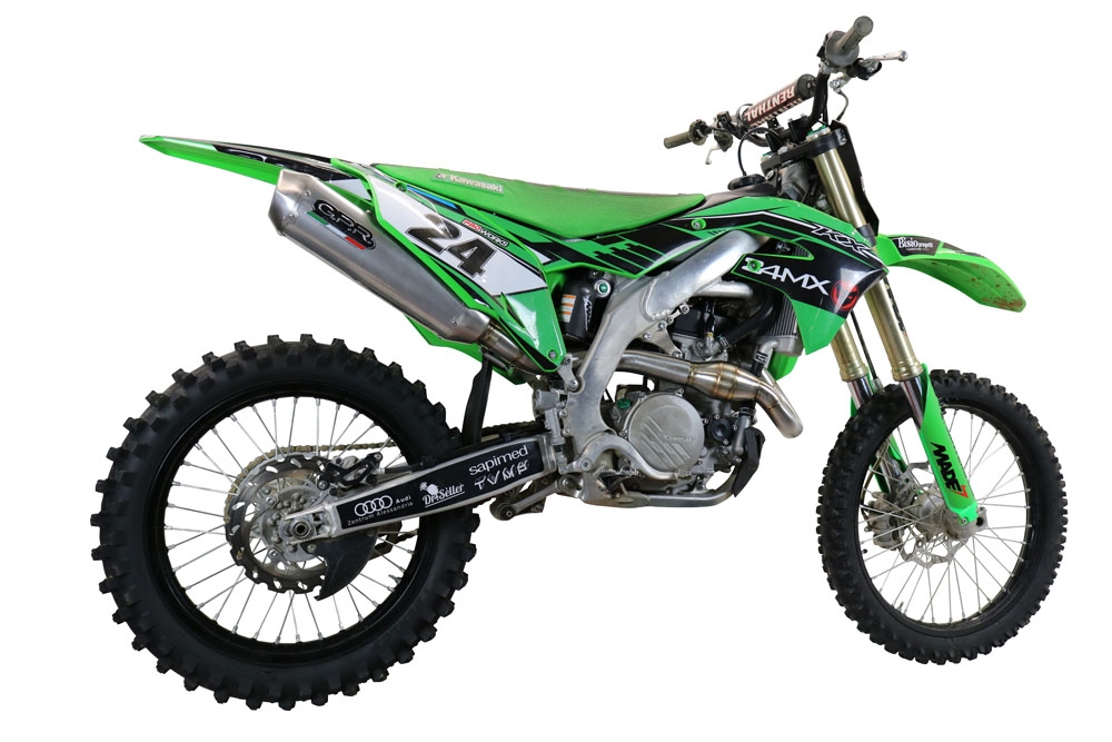 Pot echappement compatible avec Kawasaki Kx 450 F 2019-2020, Pentacross Inox, Pot d'échappement complet racing, compris de collecteur et db killer amovible, sans homologation 