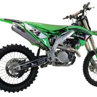 Pot echappement compatible avec Kawasaki Kx 450 F 2019-2020, Pentacross Inox, Pot d'échappement complet racing, compris de collecteur et db killer amovible, sans homologation 